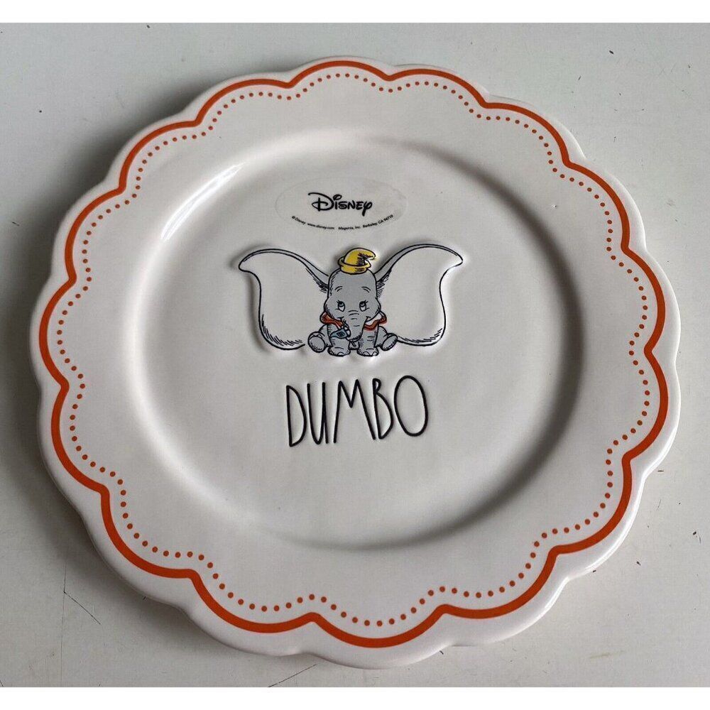 Rae Dunn 2024 Disney Dumbo 8” Salad Dessert Ceramic Plate Embossed NEW